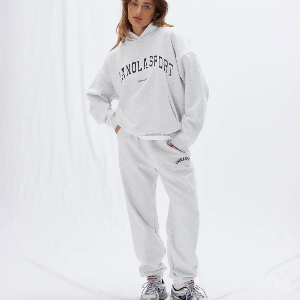 Adanola White and Gray Track Pants Relaxed Fit